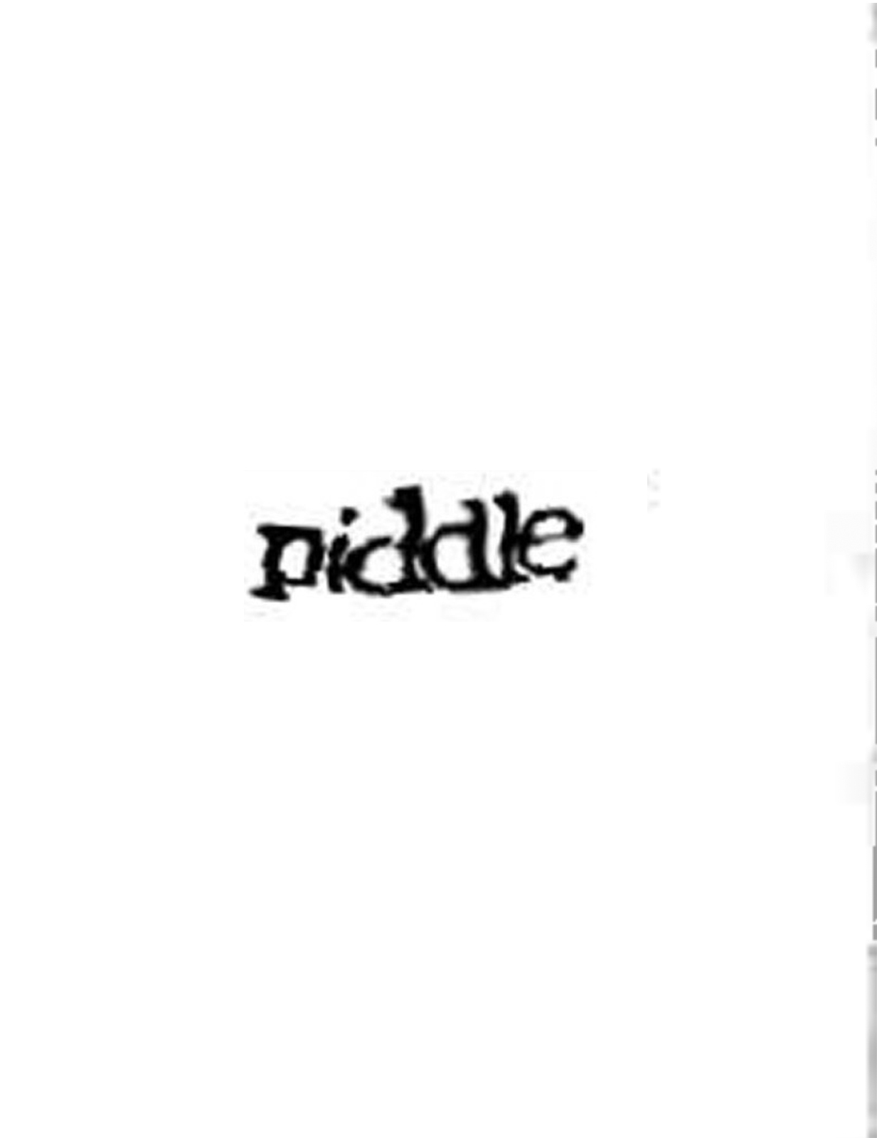 A word repeats across two halves of a white rectangle. The word is made up of warped letterforms and could be read a few different ways.