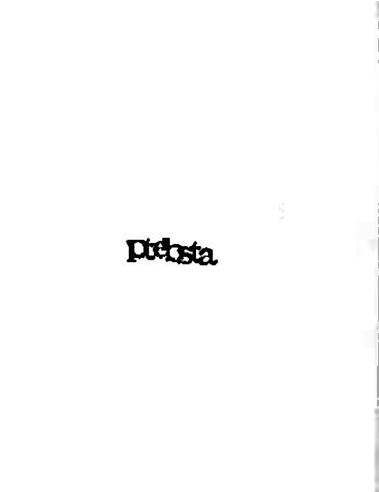 A word repeats across two halves of a white rectangle. The word is made up of warped letterforms and could be read a few different ways. 