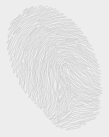 Along the lower left and upper right corners are two fingerprints, the right one more clearly delineated.